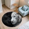Black and White Tiger  Round Area Rug,Carpet Rug for Living Room Bedroom Sofa Playroom Decor,Non-slip Floor Mat