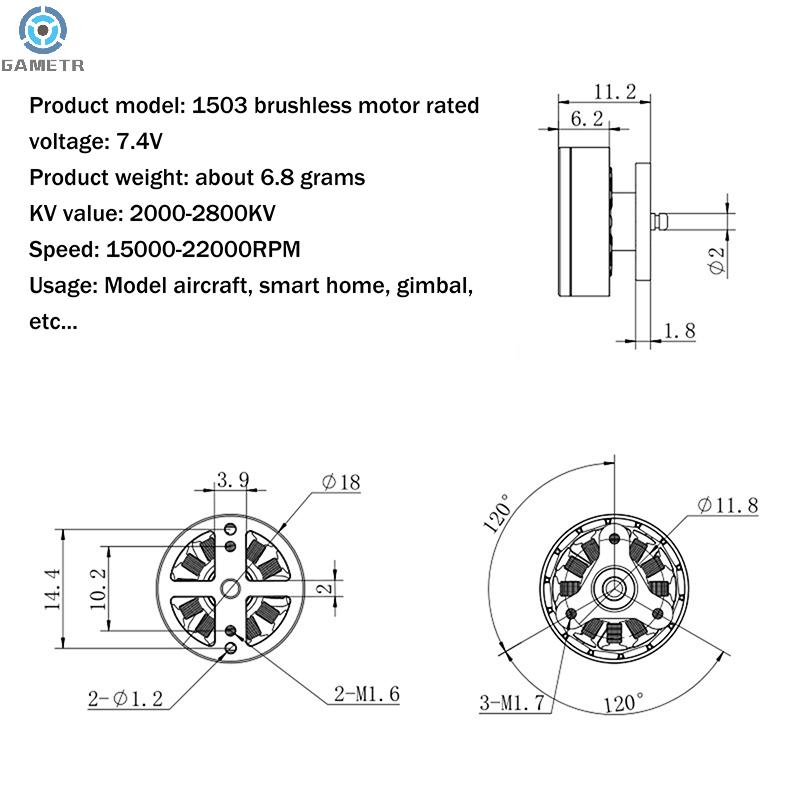 1PC 1503 Airplane Brushless Motor RC Electric Motor For 4 Axes Remote Control Airplanes RC Electric Motor RC Airplane Motor