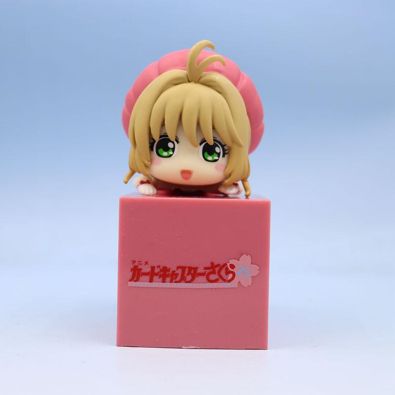 10cm Animated Cardcaptor Sakura Q Version Poseable Figures 3 Styles Adorable Lying Kinomoto Sakura Replica Desktop Ornament Assortment Present