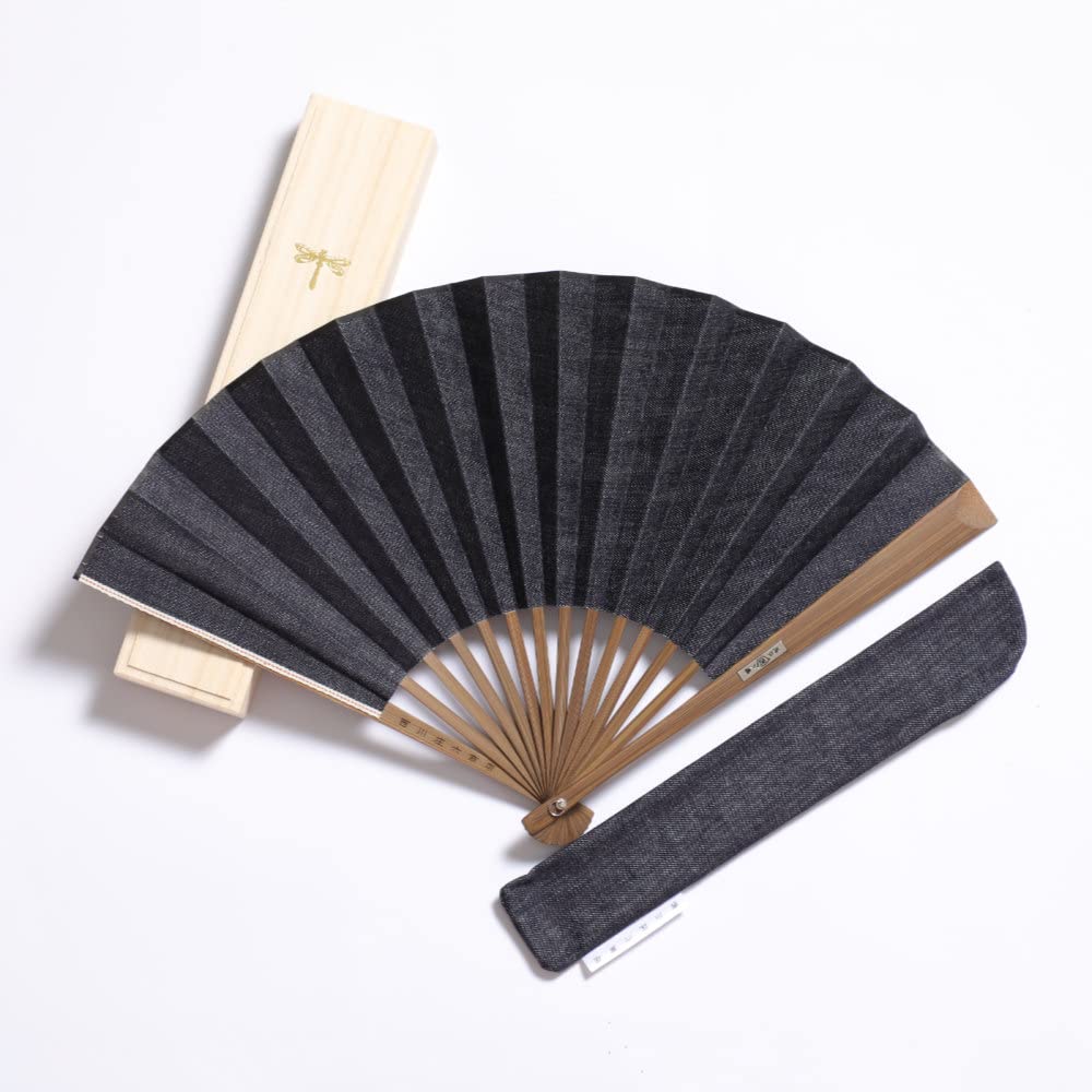 Denim Okayama Made in High Quality Cloth Nishikawa Shoroku Wrapped [Ginyanma] Men's Fan, Denim, Japan, Fan, Men's, Unisex, Shoten,