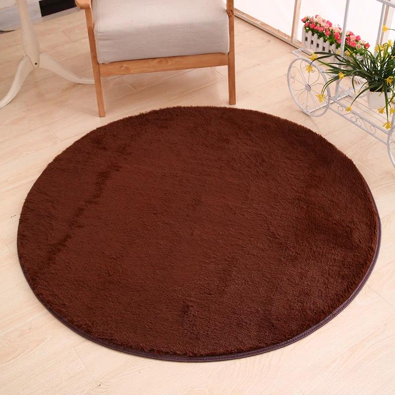Thick Silk Carpet Floor Mat Fluffy Tender Comfortable Solid Simple Daily Living Room Bedroom Round Skin-friendly Household Ins
