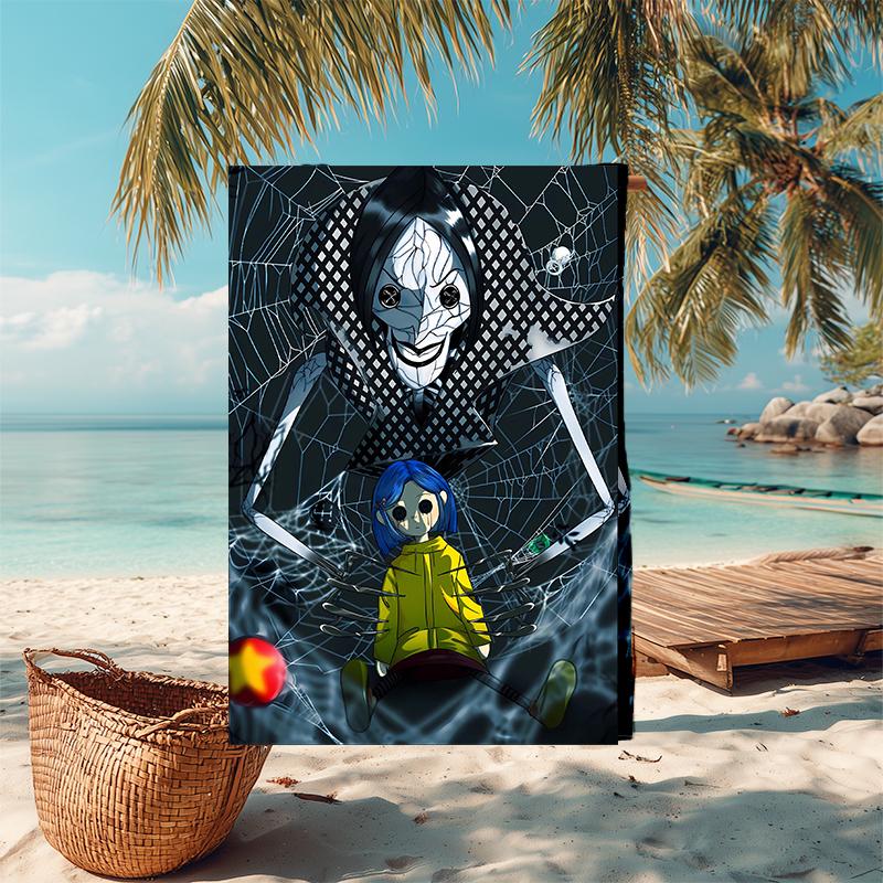 1pc C-Coraline (2) Beach Towel, Comfortable and Thick, and Swimming/Bath/Picnic/Camping Towel, Suitable for Seaside Beaches