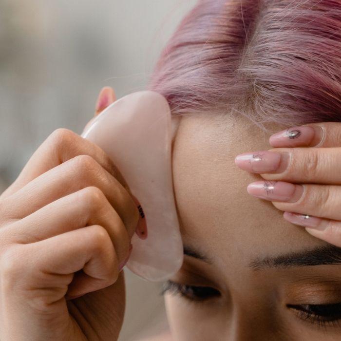 Accessoire de beauté - SUN &amp; SIA - Gua Sha - Quartz Rose - Anti-âge - Effet Bonne Mine