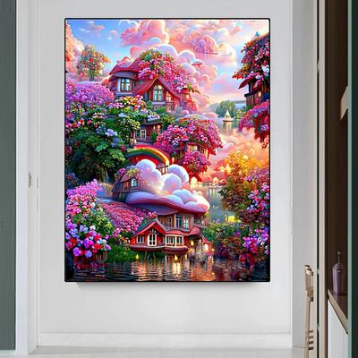 DIY Fantasy Landscape Diamond Painting Garden Flowers Diamond Embroidery Mosaic Rhinestone Pictures Full Drill Home Decor S415