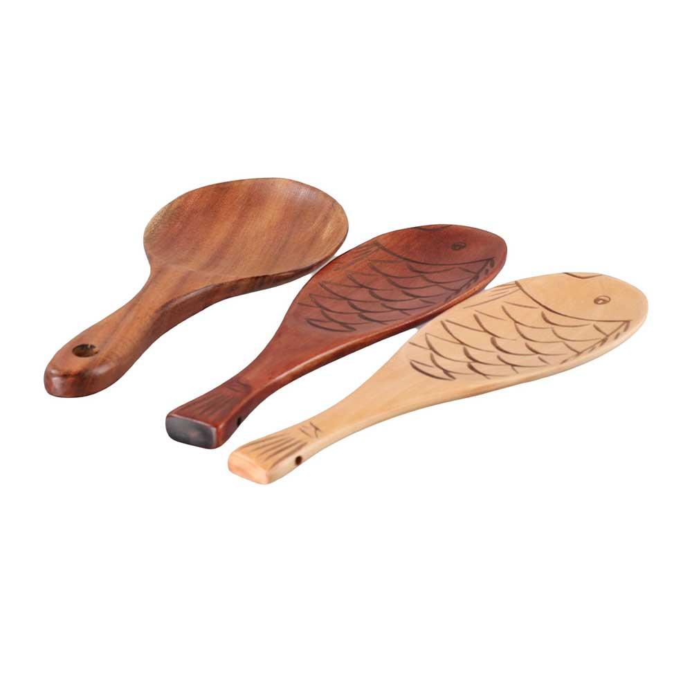 Cooking Kitchen Eco-friendly Wooden Easy To Clean Natural Rice Scooper Rice Paddle Serving Spoons Spatula