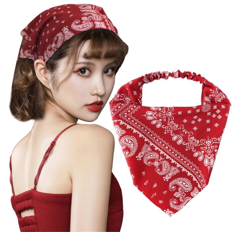Elegant Headbands Vintage Bandana Flower Print Headpieces Elastic Hair Accessories Women's Fashion Headbands