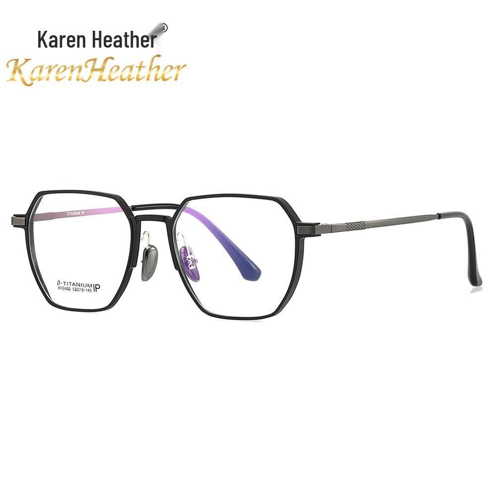 Titanium Anti-Blue Light Glasses, Fashionable Academic Style, Metal Frames, Flat Lenses, Myopia Compatible - Model 2402.