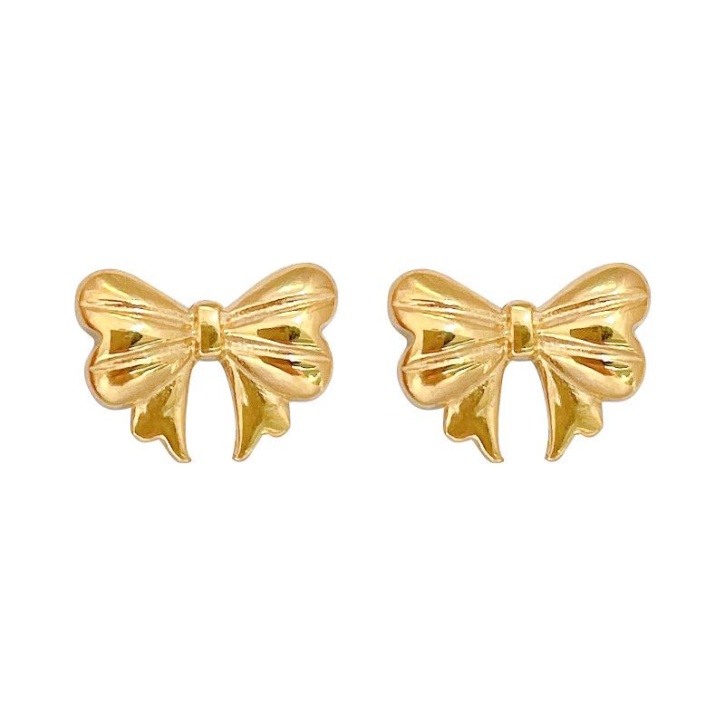 Bow Pattern Minimalist Style Stud Earrings Cold Men'S And Women'S Earrings Personality Temperament Banquet Earrings