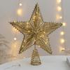 Christmas Tree Top Ornament Metal Star Shaped Tree Toppers Pentagrams Decoration for Home and Mall Parties Supplies