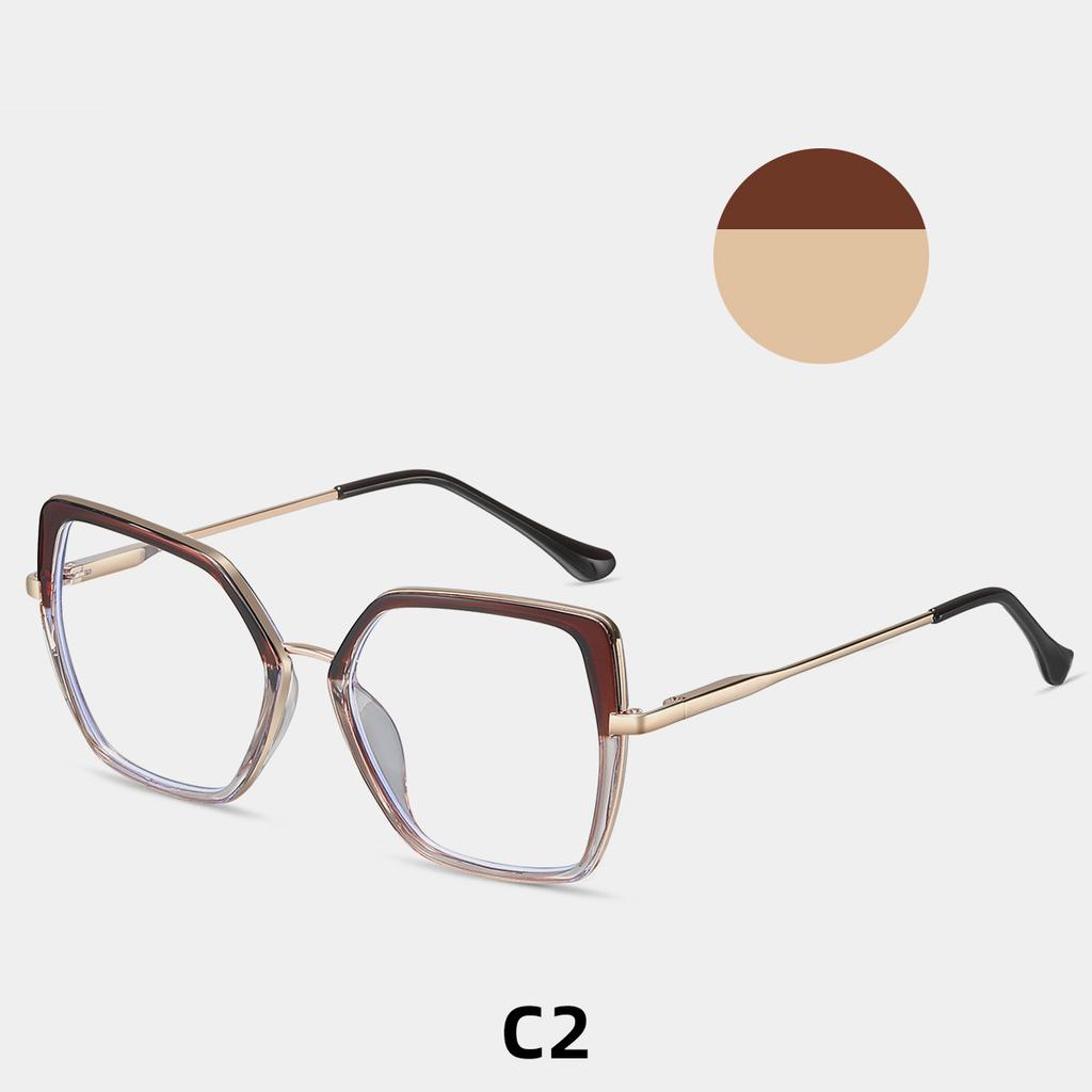 87186 Metal Glasses Frame Geometric Frame Glasses Frame Optical Glasses Color Matching Anti-Blue Light Glasses Computer Glasses Frame