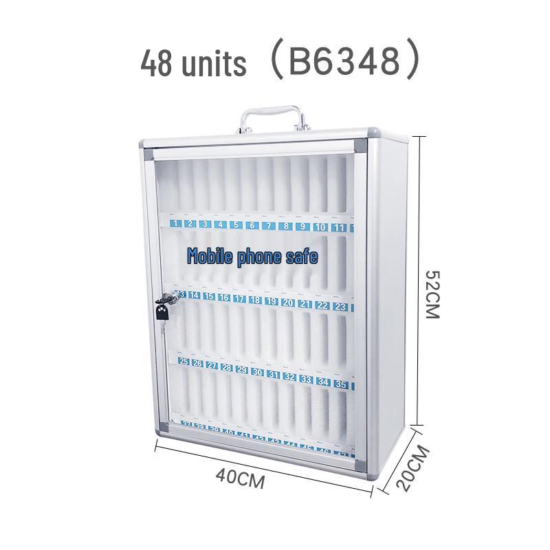 Aluminum Alloy 48-Slot Mobile Phone Storage Box with Lock
