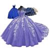 Purple Tube Top Trailing Long Dress Wedding Dress 1011 Summer New Temperament Tutu Skirt Birthday Banquet Evening Dress