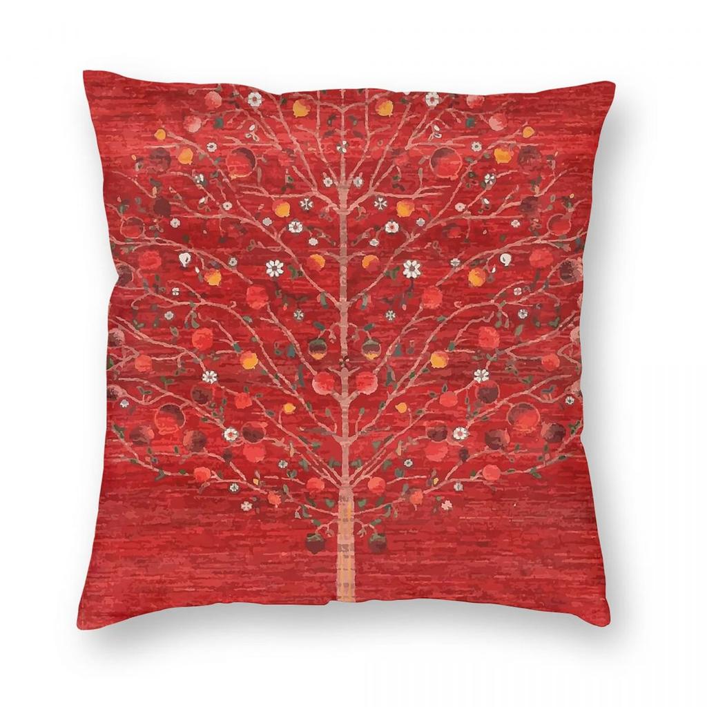 Pomegranate Tree Antique Persian Square Pillowcase Polyester Linen Velvet Pattern Zip Decorative Pillow Case Car Cushion Cover