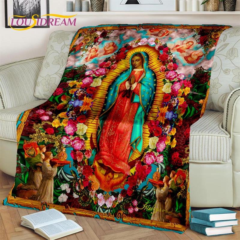 Jesus Blessed Virgin Mary Pray Blanket,Soft Throw Blanket for Home Bedroom Bed Sofa Picnic Travel Office Rest Cover Blanket Kids