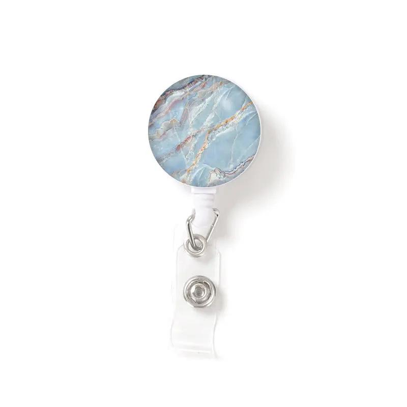 1pc Marble Nurse Doctor Badge Reel Retractable ID Badge Holder Key Ring ID Name Card Office Supplies Porta Credencial