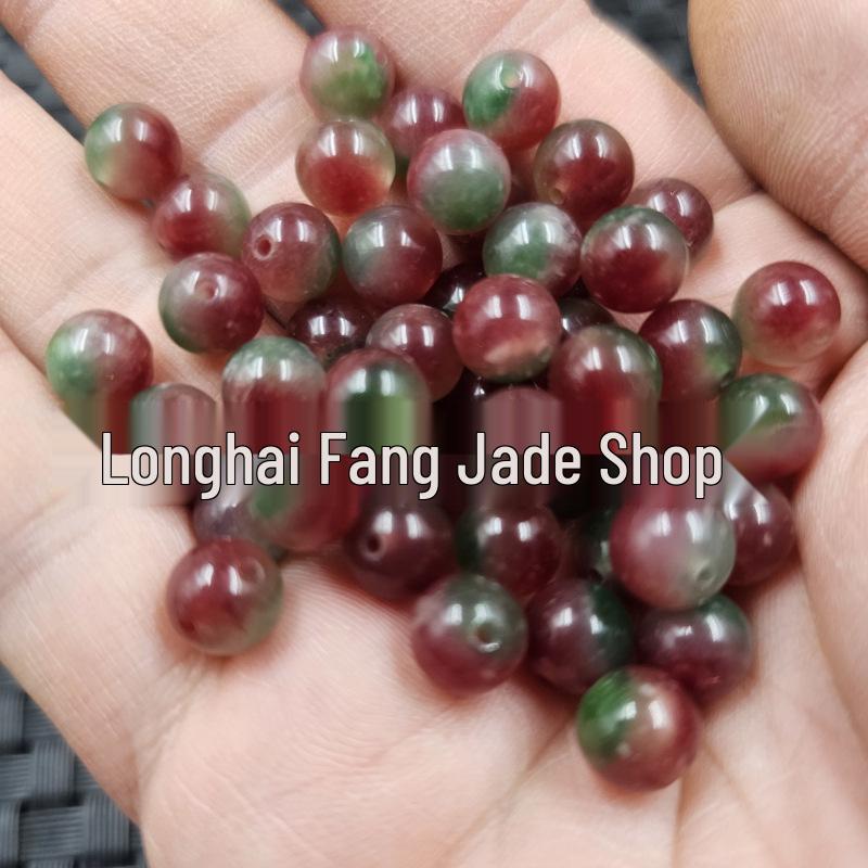 Арбузно-красные круглые бусины из жадеита и кварцита для DIY браслетов, ожерелий, аксессуаров для украшений 6mm