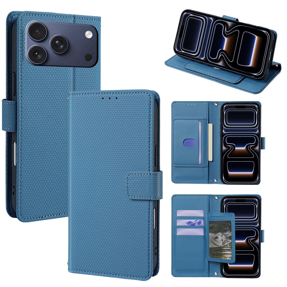 For iPhone 17 Pro Case Triangle Imprinted Skin Touch PU Leather Phone Wallet Cover