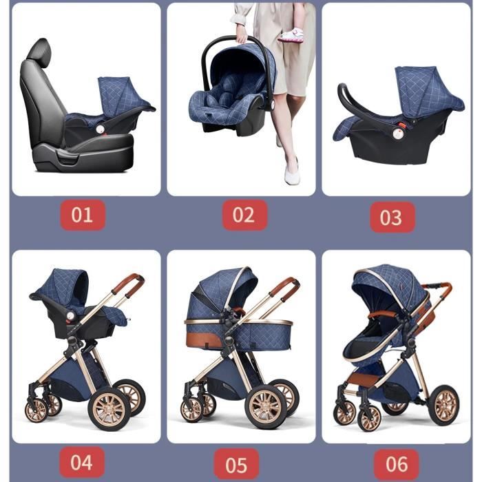 3-in-1 Baby Stroller Combined Car Seat Bassinet High Reversible Adjustable Trio Yoyo Handle Wheels Puncture-proof High Quality