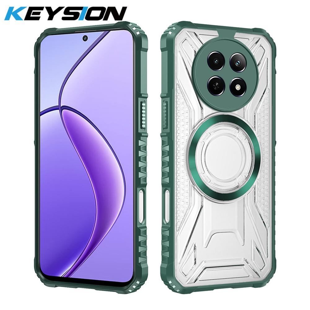 KEYSION Husă Magnetică Transparentă pentru Realme 13 5G 12 12X 5G Rezistentă la Șocuri Husă Spate Telefon pentru OPPO Realme 11 5G 11X 5G