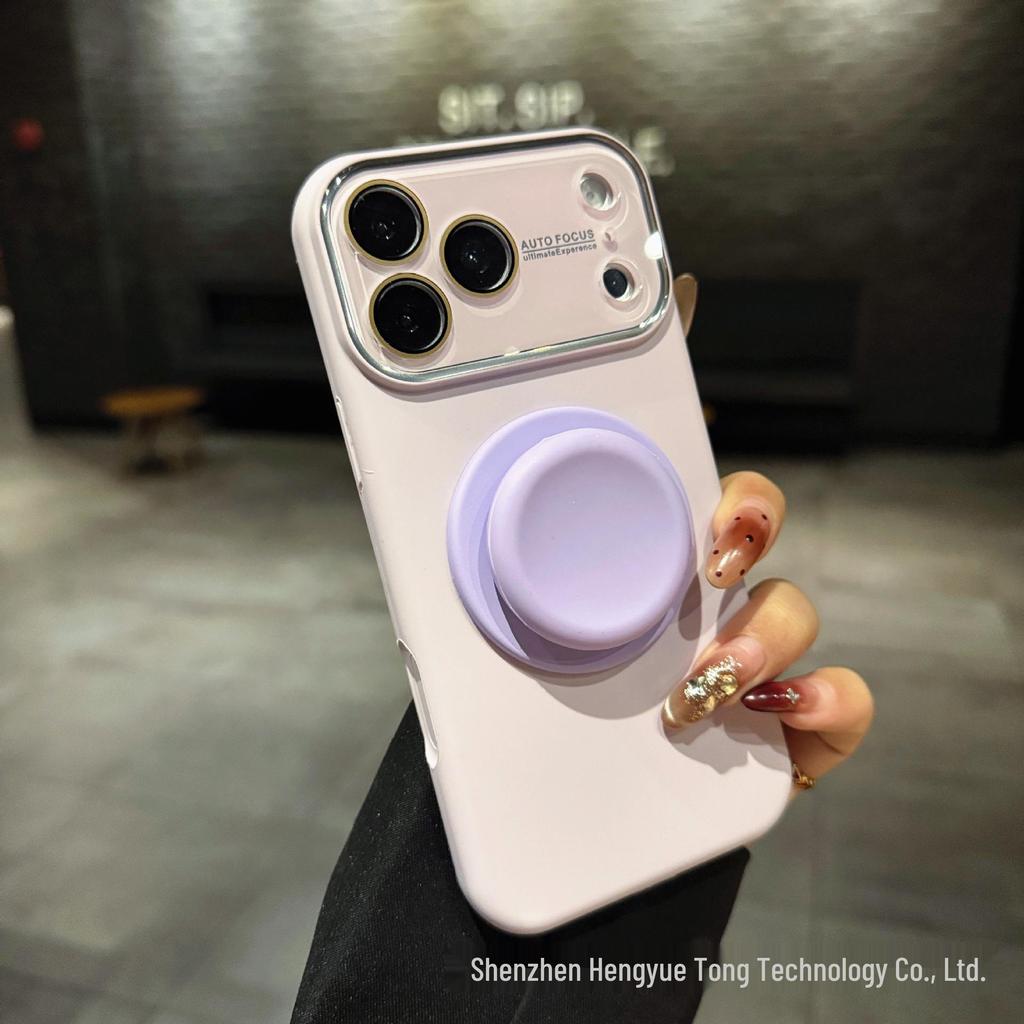 Liquid Silicone iPhone 17 Pro Max Case with Stand - Solid Color Airbag Design
