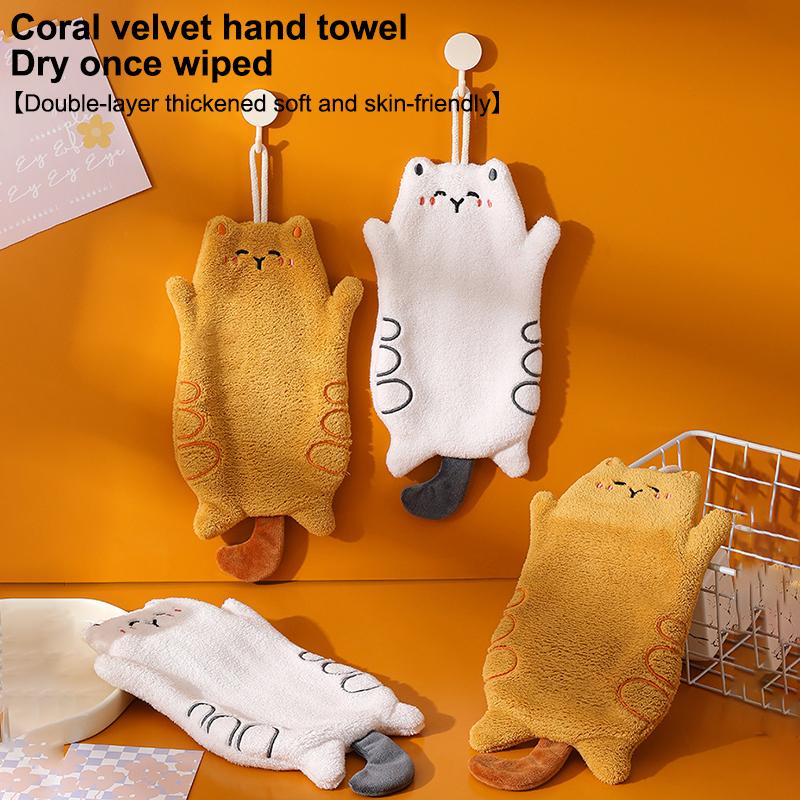 Cute Hand Towels Kitchen Wipe Water Cloth Kitchen Hanging Towels Dishwashing Cloth Bathroom Quickly Dry Cleaning Hand Towel
