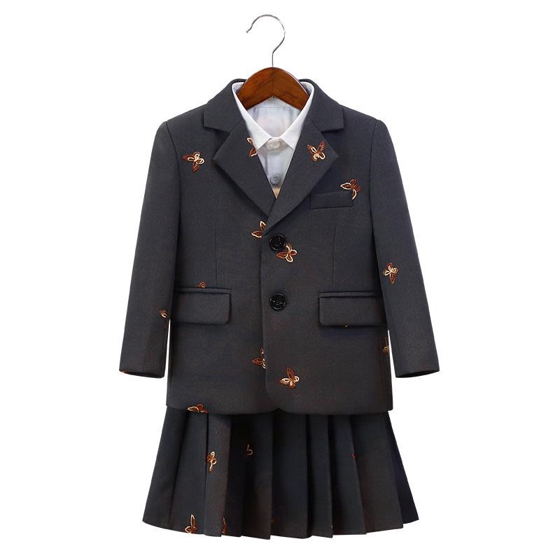 Children's Autumn/Winter Academy Style Suit Set for Boys and Girls - Formal Wear Skirt and Suit for Performances