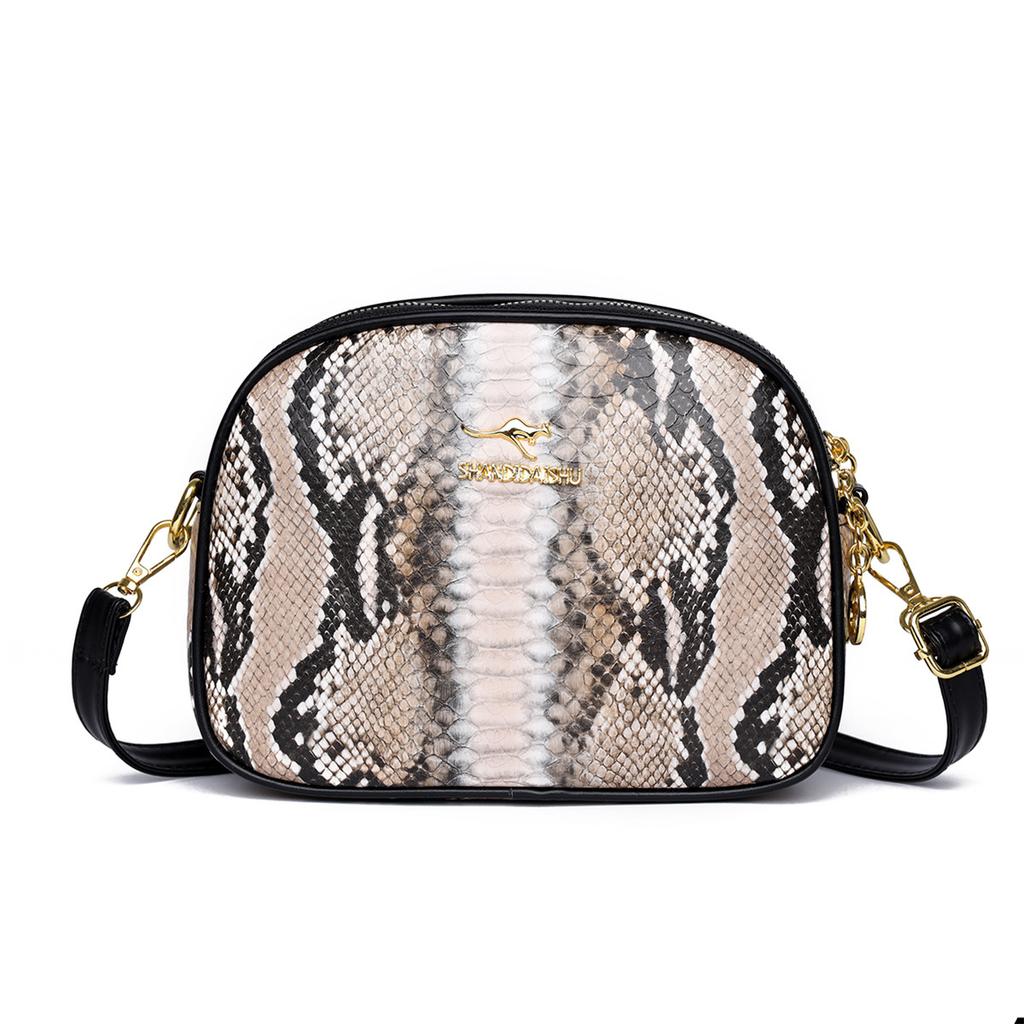 Modische Damenhandtaschen aus Schlangenleder-Plutoniumleder, 3-lagige Tasche mit Reißverschluss, hochwertige Markendesignertasche, feminine Umhängetasche