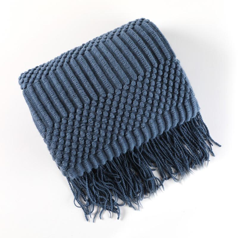 Sofa throw blanket, hotel air conditioning blanket, solid color knitted blanket, homestay bed end decorative blanket, versatile bed cover with