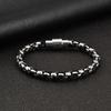 Vnox Stainless Steel Black Nylon Rope Wrap Chain Bracelet for Men Boy, 6mm Wide Box Chain Magnetic Clasp Wristband Jewelry Gifts