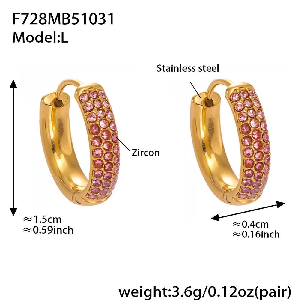 Qiong Yao Zircon Three-Row Diamond U-Shape Ear Cuff, 18k Gold Plated Stainless Steel Earrings