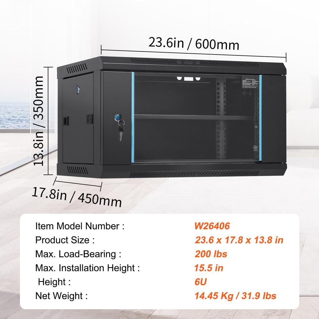 SucceBuy Multifunctional Network Server Cabinet 9U/6U/12U Floor Standing/Wall Mounted Server Enclosure, Microdata Center Office