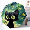 1pc Van Gogh Cat Automatic Open 8-Rib Windproof Umbrella, Travel & Commuting, Suitable for All Seasons, Lightweight Portable,049