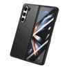 For Samsung Galaxy Z Fold6 5G Magnetic Case Carbon Fiber Texture Leather+PC Cover with Screen Film