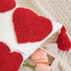 Embroidered Love Love Cute Tufted Tassel Geometric Wedding Wedding Pillow Pillow Case Cushion