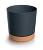 Tubo Round Flowerpot with Saucer, Anthracite, 23.9 X 23 Cm