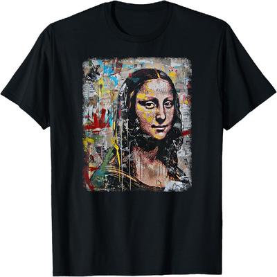 Abstract Graffiti Art Leonardo Da Vinci Art Mona Lisa T-Shirt(2)