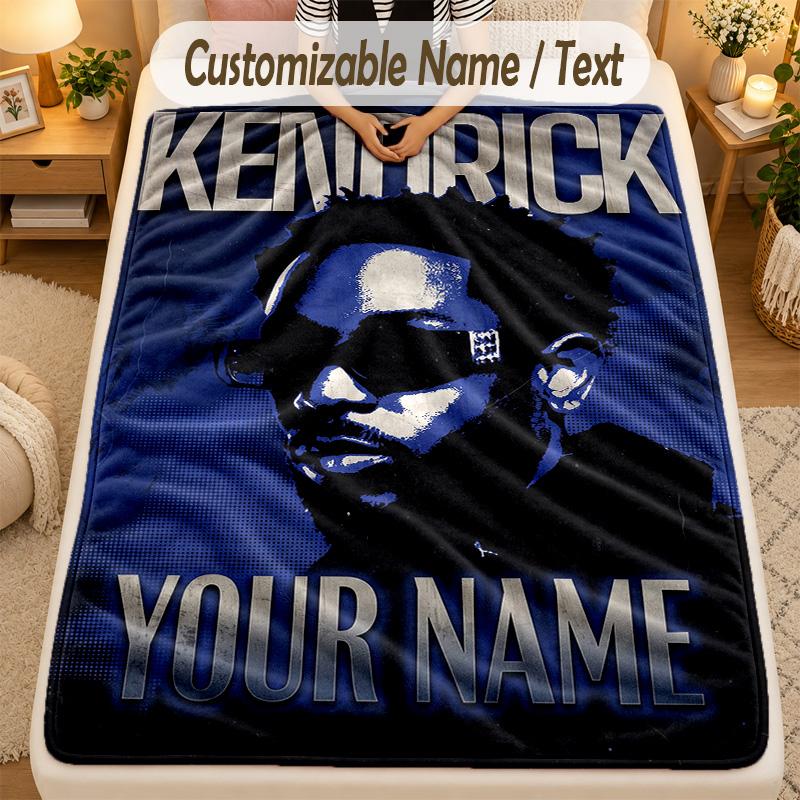 Flannel BlanketKendrick Lamar Custom Name Text Personalized Soft Warm Throw Blanket Home Decor Gift