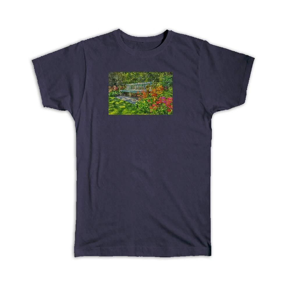 Gift T-Shirt : Watercolor Garden Bench L