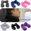 U-shaped Inflatable Neck Pillow Set For Travel With Camel Hump Design Soft And Comfortable