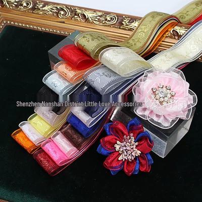 10-Yard Textured Rose Jacquard Chiffon Silk Ribbon for DIY Bows, Wedding Favors, Streamers, and Badge Holders