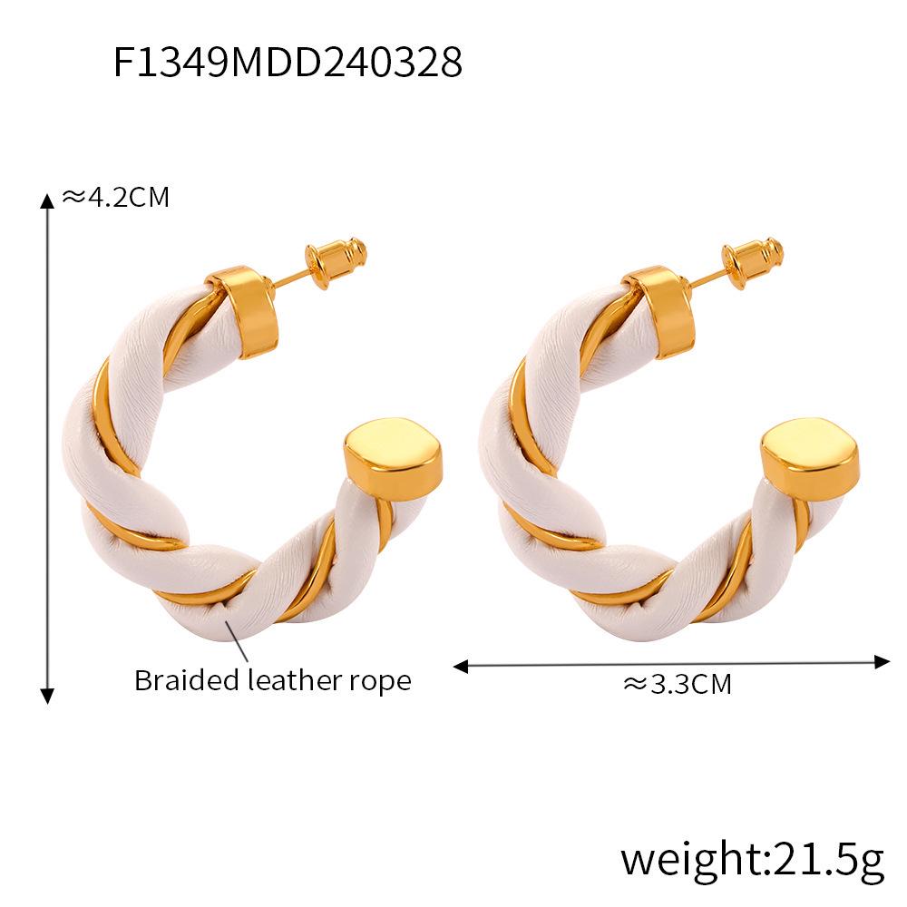 

Винтажные серьги в китайском стиле из плетеной кожи, геометрические, медные С-образной формы