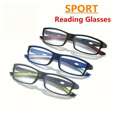 3PCS Sport Style Non-Prescription Reading Glasses Anti-Blue Light Rectangular Full Rim Eyewear PC Frame Material