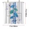 1 Blue Trumpet Vine Printed Waterproof Shower Curtain Shower Partition Bathroom Privacy Protection With 12 Hooks Easy To Install