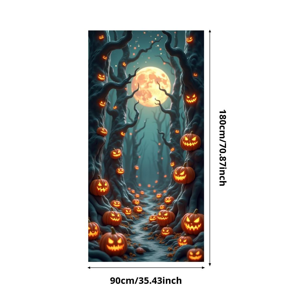 Jack O Lantern Banner Starry Sky Forest Theme Banner Pumpkin Banner Halloween Theme Spooky Decoration For Autumn Celebration