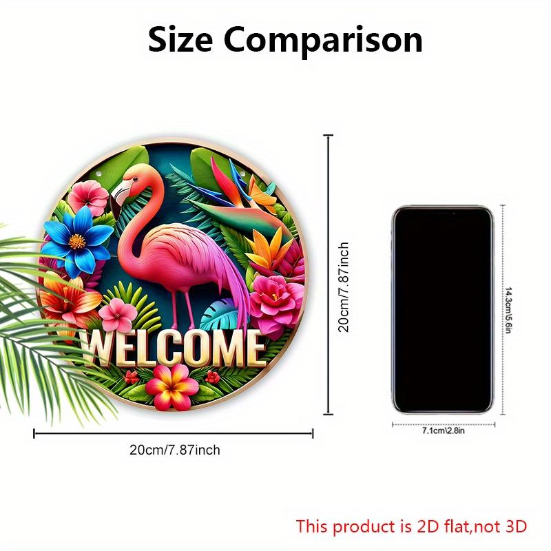 Charming Wooden Welcome Sign with Flamingo Pattern - Rustic Decorative Plaque for Porch & Garden - Ideal for Summer Home Decor