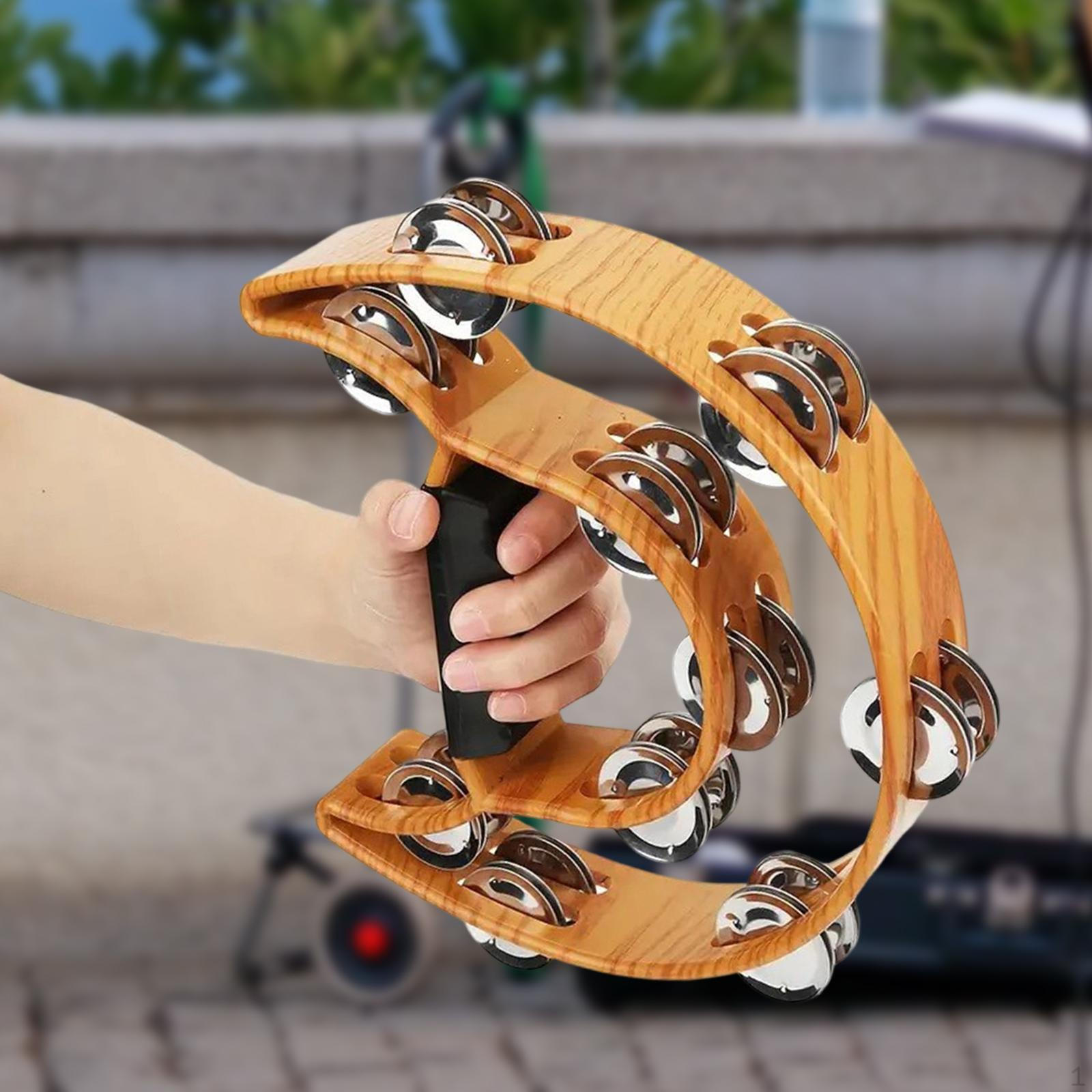 

Double Row Tambourine Percussion Instrument Versatile Handheld Metal Ergonomic Grip for Kids Adults