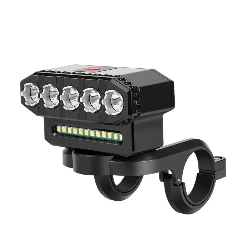 LED Bike Headlight with 130DB Bell Bicycle Front Light Rechargeable Power Bank Multi-models Cycling Lamp for Mountain Road Bike