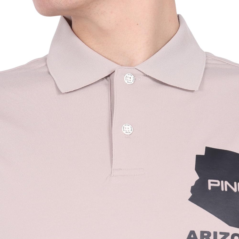 Ping Apparel Men's Short Sleeve Polo Shirt (Brand Logo, Stretch) / Golf / 621-4260807 040_Beige, Size L