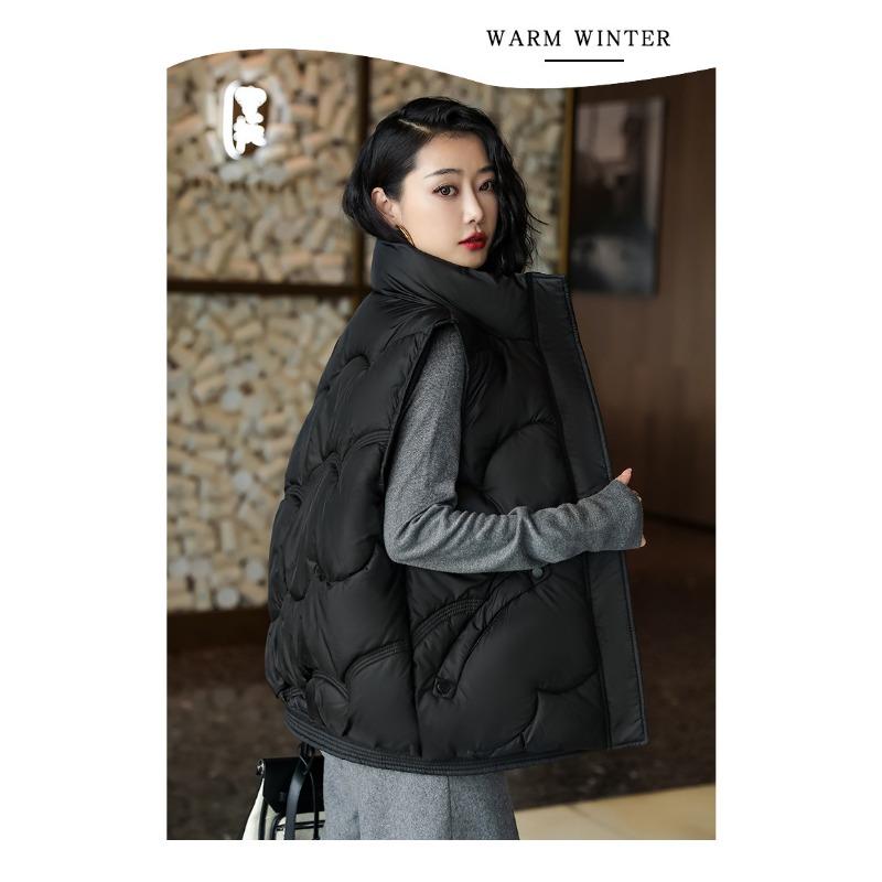 Large size women's vest autumn and winter new down cotton-padded coat 0kg top fat sister loose coat vest