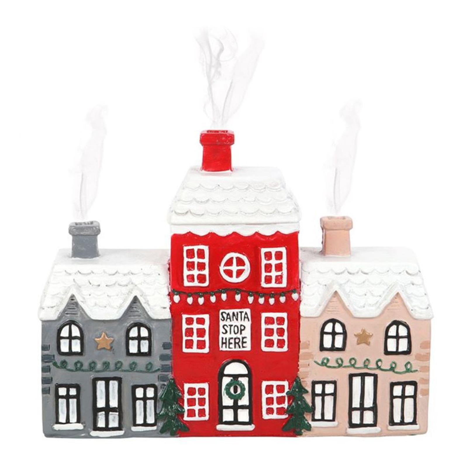 

Christmas Village Incense Burner DIY Christmas Handmade Resin House Decor Home Gift for Holiday Tabletop Display Ornament Craft